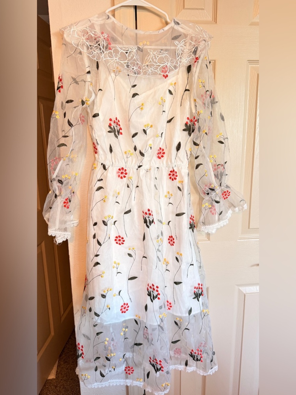 ✨ Sheer Floral Embroidered Dress Romantic Cottagecore NWT ✨
